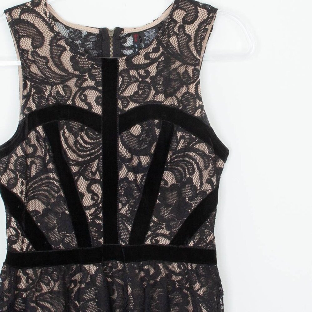 Fire Los Angeles Womens Sleeveless Lace Velvet Mini Dress Size S Goth‎ Witchy - Picture 2 of 9